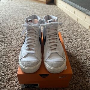 Nike White and Black Blazer High-Top Sneakers